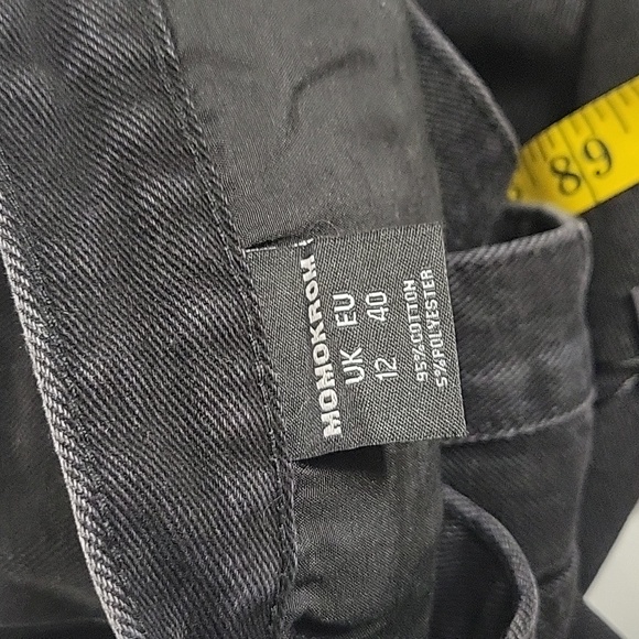 NWT MOMOKROM Corset Lace Up Distressed Straight Leg Black JEANS - Picture 5 of 10